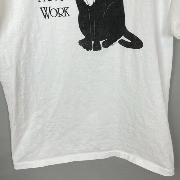 Vintage Cat Shirt I Don't Do Mouse Work Humor Graphic Tee White Unisex Oversized - Picture 9 of 16